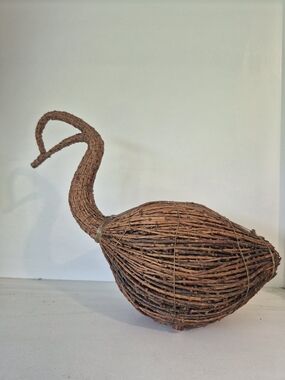 Vintage Handcrafted Cree Indigenous Tamarack Twig Goose Decoy 7.5" Tall